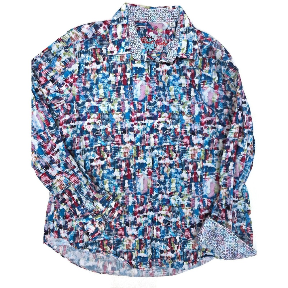 Robert Graham Shirt Mens XL Multicolor Abstract Long Sleeve Button Front Cotton